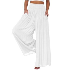 Tina Stephens White Flowy Layered Balloon Palazzo Pants One Size